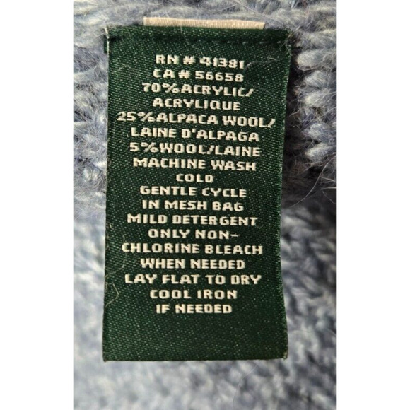 Ralph Lauren Womens Sweater XL Blue Alpaca Wool Textured Preppy Coastal Heritage - Picture 6 of 7